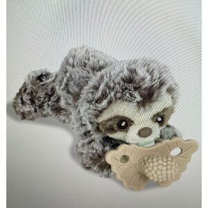 RaZ-Buddy Plush Sloth Paci & Teether Holder  Soft Silicone